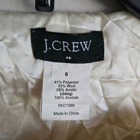 J.Crew Fiona Ruffle Front Tweed Jacket in Cream Size 6 - Picture 5 of 7